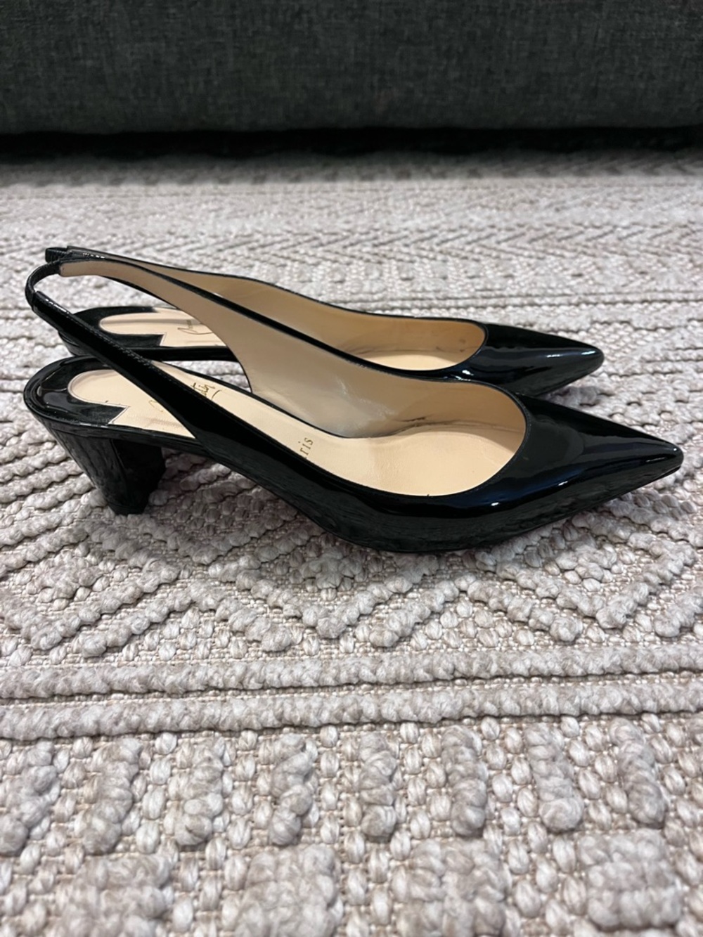 Christian Louboutin Karelli 45 Patent Leather Slingback Pumps - Picture 4 of 7